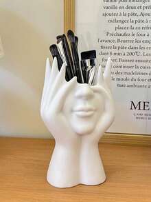 1pc White Nordic Creative Face Shaped Vase Planter Decor, Minimalist For Living Room, Hallway, TV Cabinet, Home Decoration