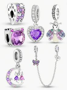 1 PC 925 Sterling Silver Heart Valentine's Day Collection Bead Pendant Charm Suitable For Bracelets DIY Women's Jewelry Valentines - Silver - View 12