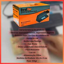 Detector De Notas Falsas Com Luz Ultravioleta Bestfer - Preto - Visão 2