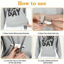 3pcs New Dress Cinch Clips Set Elastic Clothes Clip To Tighten Dress Cardigan Collar Clips Shirt Clips Back Cinch For Women - 彩色 - 查看 4