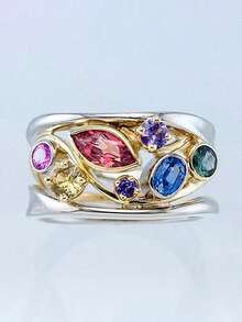 1枚精美立方氧化锆戒指，女士情人节礼物，结婚纪念日派对首饰 - 1# - 查看 15