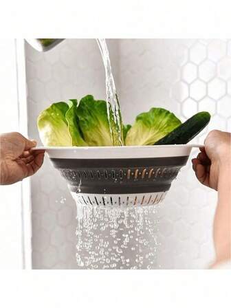 1 件可折叠滤锅和过滤器，硅胶网状过滤器和食物过滤器，适用于蔬菜和水果，厨房必备