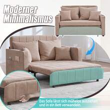 Multifunktionales Stoffsofa Klappbares Ausziehsofa Kleines Wohnzimmersofa mit zwei Funktionen Abnehmbar und waschbar Mit Aufbewahrungstasche Mit USB-Ladefunktion Mit Becherhalter