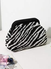 Elegant Striped Color Block Clutch - Large Capacity Durable Multifunctional Women's Beach Bag, Summer Wallet, Elegant Ladies Purse, Suitable For Daily And Vacation, Mother's Day Gift, Wedding Season Souvenir