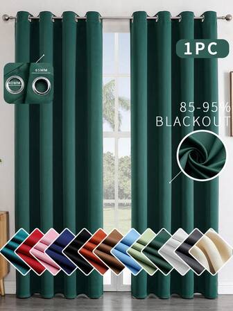 1pc Solid Color Curtain Fabric. The Curtain Can Block Sunlight And UV Rays, Insulate Against Summer Heat And Winter Cold, Balance Room Temperature, And Reduce Energy Costs. It Reduces External Noise And Protects Your Privacy, Creating A Good Working And Sleeping Environment. Each Curtain Has 6-8 Silver Metal Grommets At The Top. Easy To Match With Standard Curtain Rods. Easy To Hang And Slide Smoothly. Suitable For Office, Bedroom, Living Room.