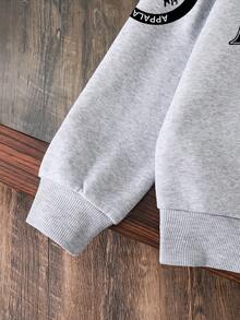 男童字母印花保暖卫衣 - 灰色 - 查看 5