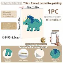 1 gerahmtes/Leinwand Wandkunst, Dinosaurier Tier Thema Dekoration. Badezimmer Wanddekoration. Themen Poster, Schlafzimmer Dekoration, Raumdekoration, Heimdekoration, Ornamente, Winterdekoration für Zuhause, Wanddekoration. Geeignet für Kinderzimmer, Kinderzimmer, Jungen- und Mädchen-Partyräume, Kita-Klassenzimmer Dekoration, wasserfestes Material. Kopfteil Dekorative Tapete, Party Deko Geschenke. Badezimmer Wanddekoration.