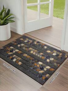 1件装3D鹅卵石纹门垫，走廊防刮脚垫，鹅卵石和砖块图案，聚酯纤维材质，适用于走廊、入口、过道、宠物友好型厨房地毯 - 彩色 - 查看 9