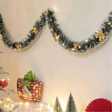 2M Guirnalda navideña para decoración de hogar, fiesta, pared, puerta, árbol de Navidad, con tiras de oropel y lazos - Multicolor - Ver 2
