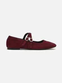 Soft Mary Jane Flats Women's Casual Spring/Autumn Shoes - Burgundy - View 3