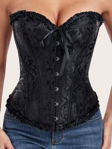 Women's Lace-Up Tight Corset Body Shaper Top, Jacquard Palace Corset, Suitable For Wearing With A Dress, For Halloween