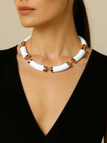 1 pezzo Collana choker asimmetrica alla moda con motivi geometrici esagerati e forme multiple