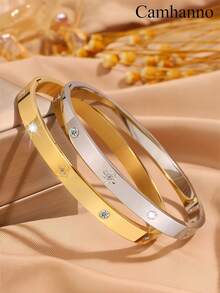 2/1 件优雅轻奢不锈钢时尚配饰完美节日礼物派对和生日派对佩戴四季通用配饰手饰 - 彩色 - 查看 9