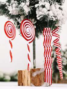 4 pièces Ensemble d'ornements de sucette et de canne de bonbon de Noël, ornements de bonbon acrylique rouge et blanc de Noël, ornements de bonbon d'arbre de Noël pour la décoration de fête d'hiver, d'anniversaire et de mariage de Noël