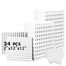 OLOEY 24 piezas de 12 x 12 x 2 pulgadas (30 x 30 x 5 cm) Espuma acústica de alta densidad con ranura triangular para reducción de ruido, grosor de 5 cm, para decoración de oficina y hogar para reducción de ruido en el techo