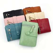 Women's Fashion Wallet - New Solid Color Card Holder Thin Style - Multiple Card Slots For Credit Cards - ID Card Holder, (4 Colors Available) - Rose Red - View 5