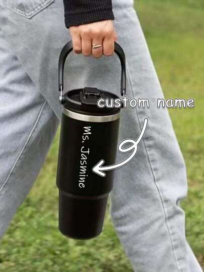 1pc Personalized Water Bottle Custom With Your Name Christmas Tree Decoration Pattern 40oz Double Wall Vacuum 304 Stainless Steel Water Bottle With Straw And Handle, Keep Warm For 12 Hours Or Cold For 24 Hours, ,Christmas Best Gift For Sister, Husband, Wife, Perfect For Outdoor Sports And Camping Christmas Family Party Gifts,Office Decor