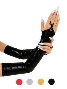 1 Pair Solid Color Rhinestone PU Leather Long Gloves, Suitable For Performance, COS, Holiday Costumes, Musical Theater, Punk/Y2K Style