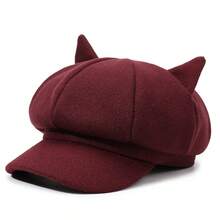 1pc/2pcs Fashionable Casual Retro Solid Color Beret Hat, Warm & Windproof Octagonal Cap, Winter