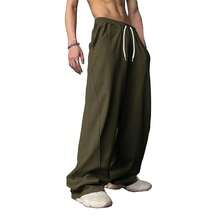 WZIKAI Men's Baggy Sweatpants Elastic Waist Drawstring Wide Leg Sweatpants Casual Loose Baggy Joggers With Pockets{"Size_name":"X-Large","Color_name":"Green"} - 綠色的 - 查看 2