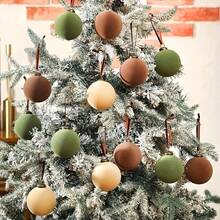 6 قطع زينة شجرة عيد الميلاد من المخمل - كرات بلاستيكية مغطاة بالنسيج، غير كهربائية، بدون ريش، مناسبة بشكل عام لديكورات العطلات