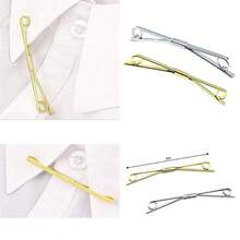 YYC 2pcs Gold+Sier Tie Collar Bar Pin Collar Bar Shirt Clip Men's Shirt Suit Plated Metal Collar Pin Best For Gentlemen (2) - As Pic - View 1