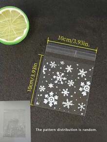 100个/50个装圣诞糖果零食袋，雪花图案玻璃纸袋 - 雪花图案自粘玻璃纸礼品袋，适用于节日派对用品、糖果、烘焙用品、珠宝和小礼物，圣诞礼物包装袋，带有节日雪花图案的礼品包装袋，珠宝收纳袋，透明可视袋，耐用塑料袋 - 彩色 - 查看 4