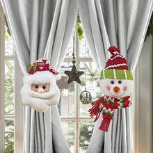 2 piezas Clips de cortina de ventana con diseño retro a cuadros de Papá Noel y muñeco de nieve, anillos de fácil colgado, adecuados para decoración navideña del hogar, decoración de puertas y ventanas para fiestas - Diseño navideño de Papá Noel y muñeco de nieve, aplicable para fiestas festivas, uso durante todo el año, decoración interior duradera y multifuncional, decoraciones navideñas