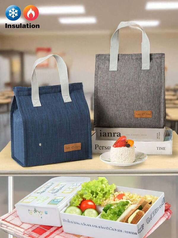 1pc Portable Minimalist Lunch Bag, Insulated Lunch Box Tote, Large Capacity Handbag, Suitable For Lunch, Dinner, Overtime, Office, Fast Food, Home, Office, Travel, Outdoor