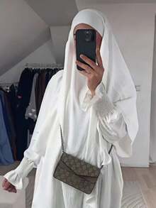 两件套：希玛尔头巾祈祷头巾 + 宽松舒适的阿巴雅穆斯林长袍，适合女性日常穿着和祈祷，四季皆宜 - 彩色 - 查看 2