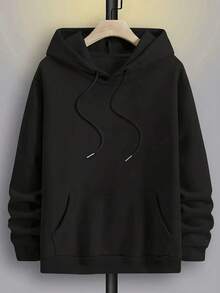 484g/m², Sudadera con Capucha para Hombre de Mezcla de Poliéster y Algodón al 50%, Cómoda y Cálida, Sudadera Engrosada para Hombre - Sudadera Negra con Logo Oculto en la Impresión Trasera, Diseño de Bolsillo Canguro y Cordón - Estilo Esencial de Calle para Uso Diario Casual de Otoño e Invierno, Adecuada para el Principios de Primavera, Uso Diario al Aire Libre de Otoño e Invierno, Cómoda/Cálida, Impresión de Alta Calidad, Puede Usarse en Capas o Solo, Casual y Versátil, Múltiples Tallas Disponibles: S-XXXL - Negro - Ver 2