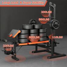 GIKPAL 10-In-1 Adjustable Weight Bench Press Set With Row Machine & Lat Pull Down, Multi-Function Workout Bench With Leg Developer & Preacher Curl, Full Body Strength Training Exercise Equipment For Home Gym, 880lbs Max Weight - Black + Orange - View 8