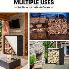 Outdoor Dust-Proof And Sun-Proof Wooden Frame Cover With Weather-Resistant Fabric Cover - Large-Capacity Indoor/Outdoor Solid Wood Frame Cover, Sturdy Open Air Flow Design And Storage Rack, Durable PVC Material,Cover Only,Log Rack Not Included, Suitable For Courtyard, Garden, Fireplace Organization (Black) Frame Canopy