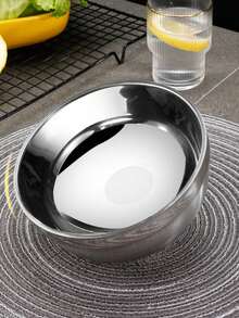 1 pieza Tazón de acero inoxidable brillante, tazón de sopa estilo japonés, tazón de arroz, tazón apilable, duradero y fácil de limpiar, tazones de cena de uso diario, tazones para alimentos