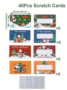 20/40pcs Merry Christmas Scratch Off Cards Game, Christmas Scratch Art Raffle Ticket Cards, Christmas Greeting Cards Gift, Christmas Party Favors For Family Groups,Christmas Gift Idea, Christmas Decorations For Home, Christmas Decor, Winter Holiday New Year Christmas Party Game Prize, Xmas Party Decor, Christmas Party Supplies, Christmas Party Game Props, Christmas Party Gift Bag Stuffers - Christmas - View 5