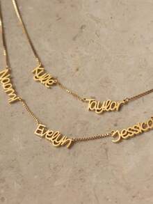 1pc Boxed Name Plate Necklace Chain Set Customized Name Jewelry Family Necklace Gift For Wife