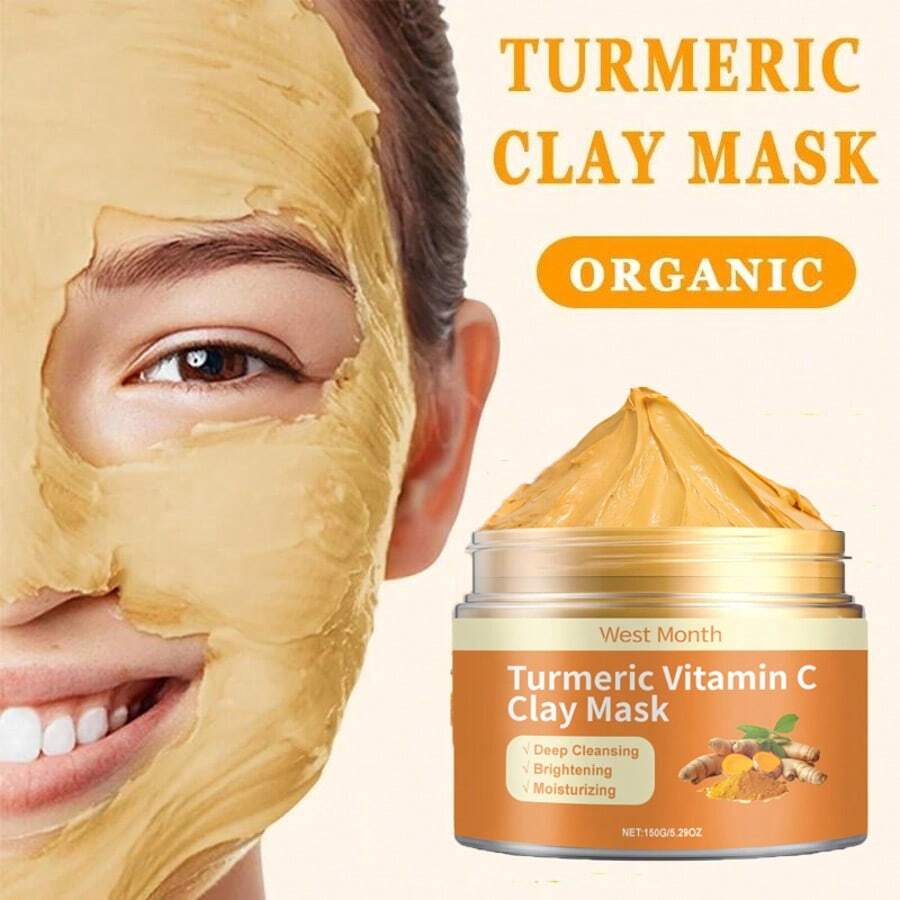 150g,Turmeric Vitamin C Mud Mask, Cleanses Skin Pores, Improves Enlarged Pores And Blackheads And Oil, Brightens And Tightens The Face, Hydrating And Moisturizing The Mud Mask - 橘色 - 查看 1