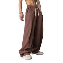 WZIKAI Men's Baggy Sweatpants Elastic Waist Drawstring Wide Leg Sweatpants Casual Loose Baggy Joggers With Pockets{"Size_name":"X-Large","Color_name":"Brown"} - 棕色 - 查看 3