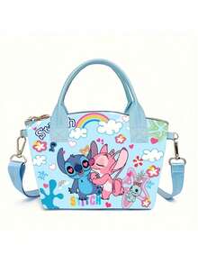 卡通史迪奇收纳包斜挎包 - 休闲单肩包，配有可调节肩带和轻便拉链设计 - 适合日常通勤和生日礼物 - 提供蓝色、粉色和图案款式可选 生日礼物 派对小礼品 - 彩色 - 查看 9