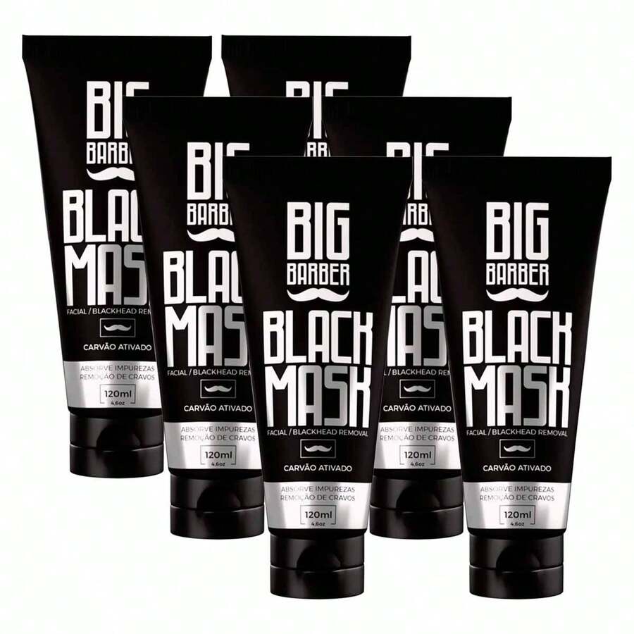 Kit 6x Removedor De Cravos Limpa Poros Black Mask Big Barber - Preto - Visão 1