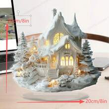 لوحة أكريليك بطراز بوهيمي لكوخ مغطى بالثلج - هدية عيد الميلاد المثالية مع حامل عرض للديكور المنزلي والمكتبي