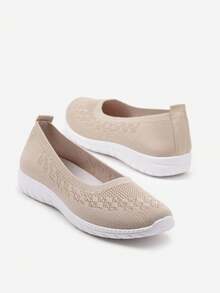 Slip-On Sneakers With Subtle Perforation - Beige - View 5