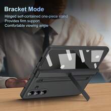 غطاء هاتف واقي مع فتحة قلم، غطاء هاتف مقاوم للصدمات بالكامل، مزود بقلم حبر، تصميم فتحة قلم متكاملة، حماية مفصلية، غطاء هاتف جانبي مع زجاج مقسى، مناسب لهواتف سامسونج جالكسي ZFold3/ZFold4/ZFold5/ZFold6/ZFold7