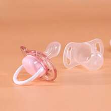 KUNT 1 件婴儿半透明手柄硅胶奶嘴，舒缓，圆形适合日常使用/扁平形适合夜间使用硅胶奶嘴，适合日常使用