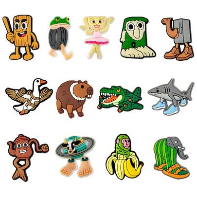 13 Stücke Cartoon Street Style Silikon Loch Schuh Charms, Clogs Charms, Garten Schuh Dekorationen, weiche Gummi Schuh Clips, Geschenke für Feiertage und Fans, Zubehör für Clogs Liebhaber mit Cut-Out