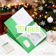 10 Peças/Pacote Pasta Tipo D Americana de PP para Escritório, Clipe em Forma de Girino, Bolsa de Documento de Bolso Duplo