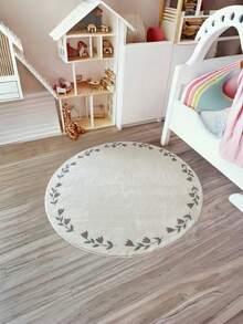 1pc Soft & Durable Faux Wool Round Area Rug, Leaf Wreath Print Design, Soft & Comfortable, Washable, Suitable For Bedroom, Living Room, Play Mat, Bedroom Decor, Area Rug, Vanity Mat, Home Decor, Holiday Decor - Multicolor - View 17