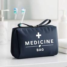 1pc Portable Medicine Bag, Large Capacity First Aid Kit, Retro Women's Medicine Bag, Compact Medicine Box & First Aid Pouch, Portable Medicine Box, First Aid Kit & Pill Organizer, Camping Medical Emergency Bag, First Aid Kit, With Medicine Label Design, Durable Daily & Emergency Packaging (Multiple Colors Available) Medicine Storage Bag, Essential For Travel Outdoor First Aid Kit - Multicolor - View 12