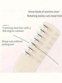 1pcs Manual Nose Hair Trimmer -360 °   Rotation Easy Use Accurate And Portable Comfortable Trimming Experience Easily Trim Difficult To Reach Noise Hair - 米色 1件 - 查看 7