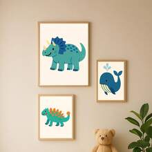 1 gerahmtes/Leinwand Wandkunst, Dinosaurier Tier Thema Dekoration. Badezimmer Wanddekoration. Themen Poster, Schlafzimmer Dekoration, Raumdekoration, Heimdekoration, Ornamente, Winterdekoration für Zuhause, Wanddekoration. Geeignet für Kinderzimmer, Kinderzimmer, Jungen- und Mädchen-Partyräume, Kita-Klassenzimmer Dekoration, wasserfestes Material. Kopfteil Dekorative Tapete, Party Deko Geschenke. Badezimmer Wanddekoration.